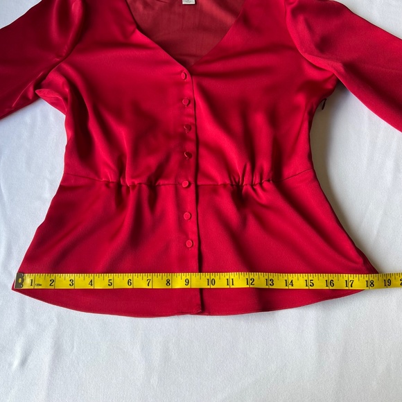 J. Crew Factory Satin Back Crepe Button - Front Blouse - Picture 6 of 10